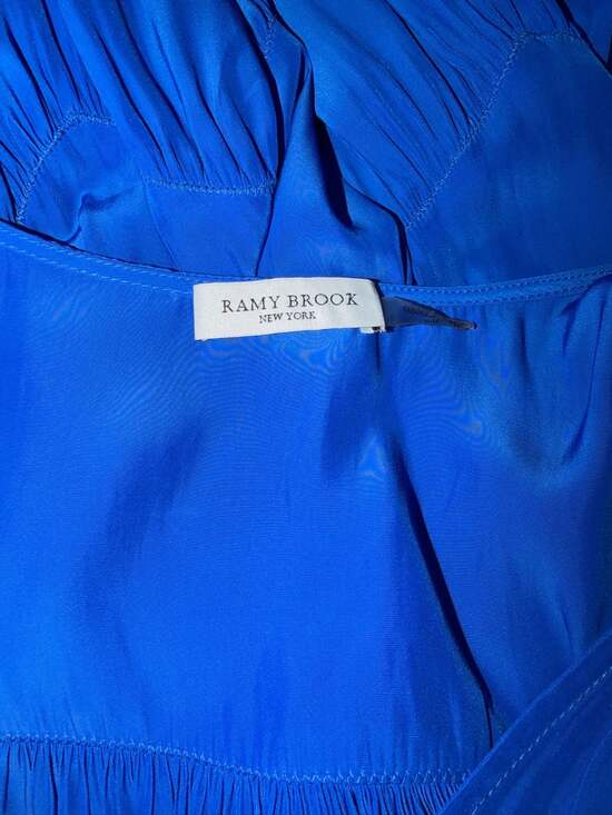 Ramy Brook Tech Perry Dress Cobalt Blue Sleeveless Ruffle Mini Medium - Picture 9 of 11